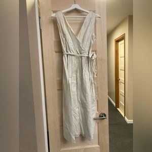 ModCloth - V-neck midi dress - multi-colored metallic, SZ M - tie waist